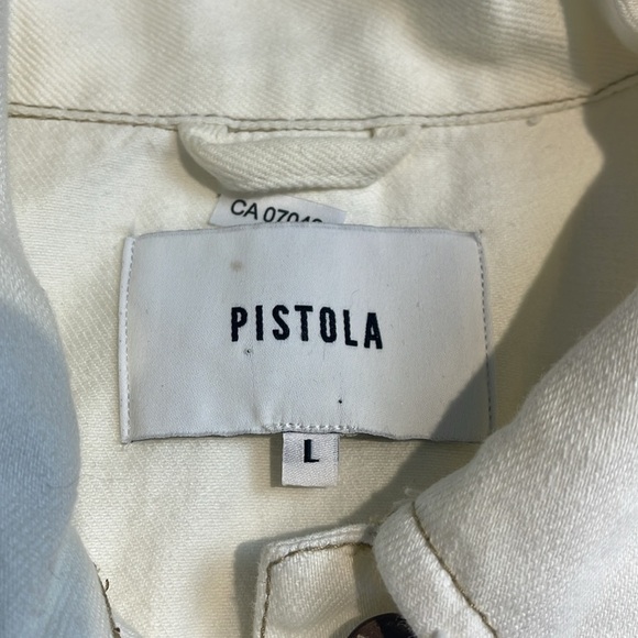 Pistola Naya Raw-Edge Cropped Denim Jacket Cream Size Large - Picture 7 of 8